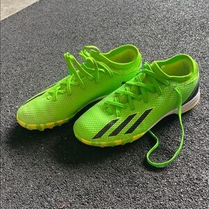 adidas Kids soccer turf shoes in Neon Green and Black